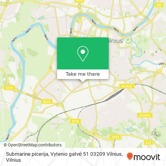 Карта Submarine picerija, Vytenio gatvė 51 03209 Vilnius