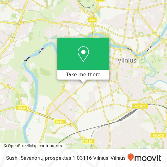 Карта Sushi, Savanorių prospektas 1 03116 Vilnius