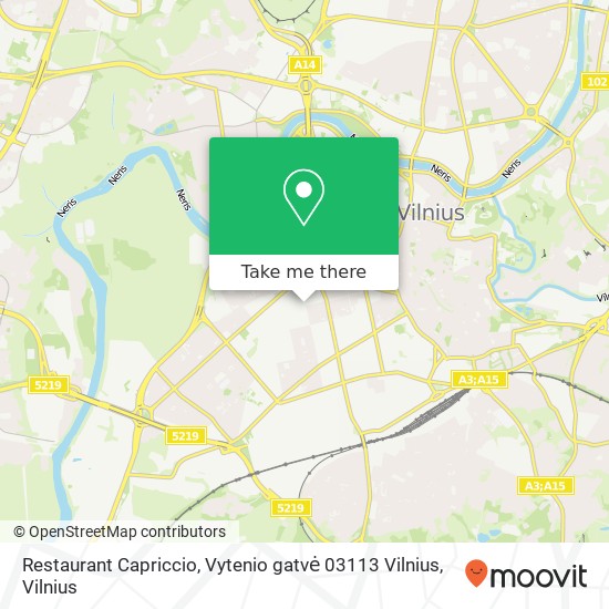 Карта Restaurant Capriccio, Vytenio gatvė 03113 Vilnius