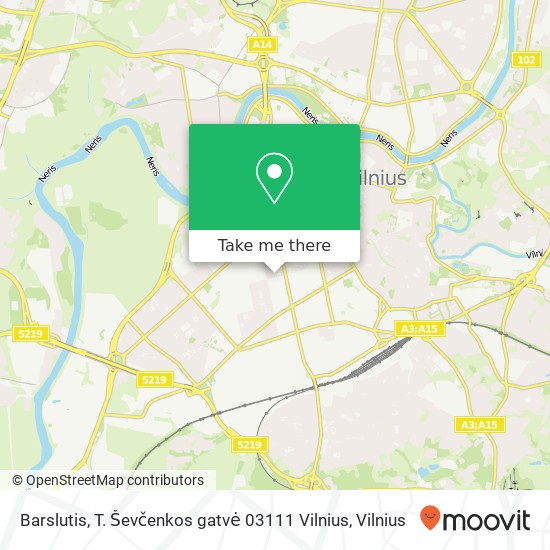 Карта Barslutis, T. Ševčenkos gatvė 03111 Vilnius