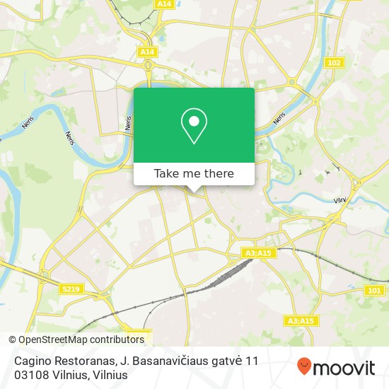 Карта Cagino Restoranas, J. Basanavičiaus gatvė 11 03108 Vilnius