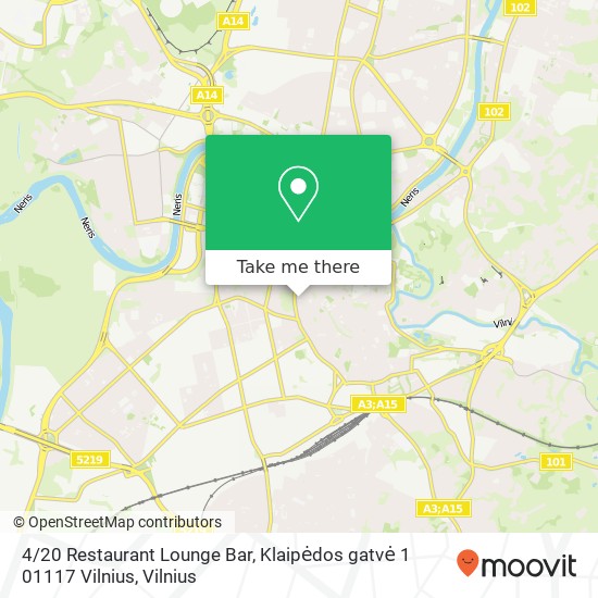 4 / 20 Restaurant Lounge Bar, Klaipėdos gatvė 1 01117 Vilnius map