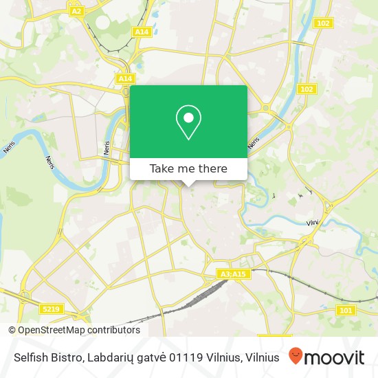 Карта Selfish Bistro, Labdarių gatvė 01119 Vilnius