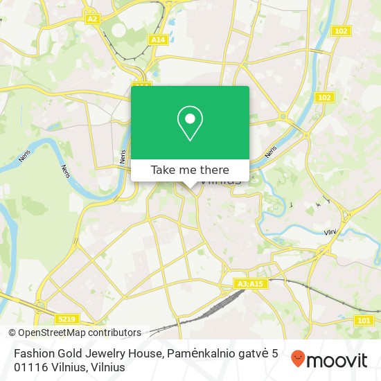 Карта Fashion Gold Jewelry House, Pamėnkalnio gatvė 5 01116 Vilnius