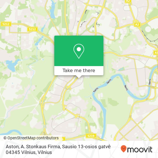 Карта Aston, A. Stonkaus Firma, Sausio 13-osios gatvė 04345 Vilnius
