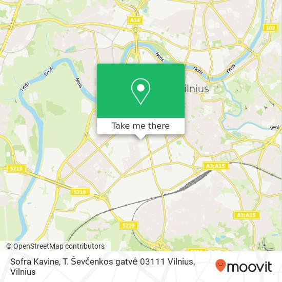 Карта Sofra Kavine, T. Ševčenkos gatvė 03111 Vilnius