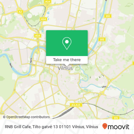 Карта RNB Grill Cafe, Tilto gatvė 13 01101 Vilnius