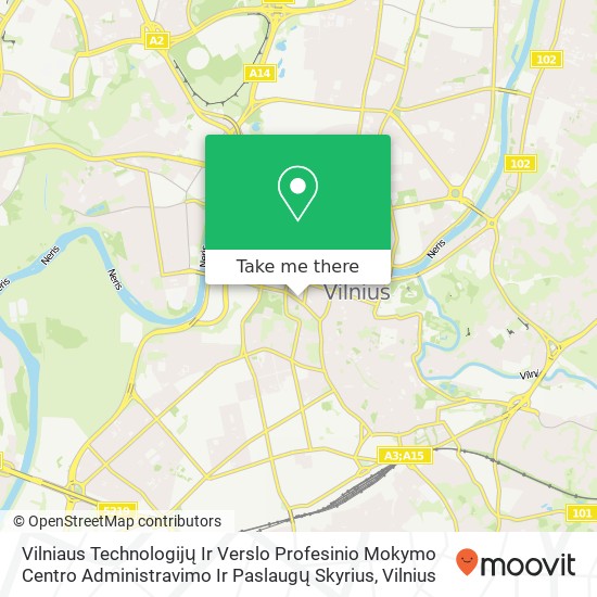 Карта Vilniaus Technologijų Ir Verslo Profesinio Mokymo Centro Administravimo Ir Paslaugų Skyrius