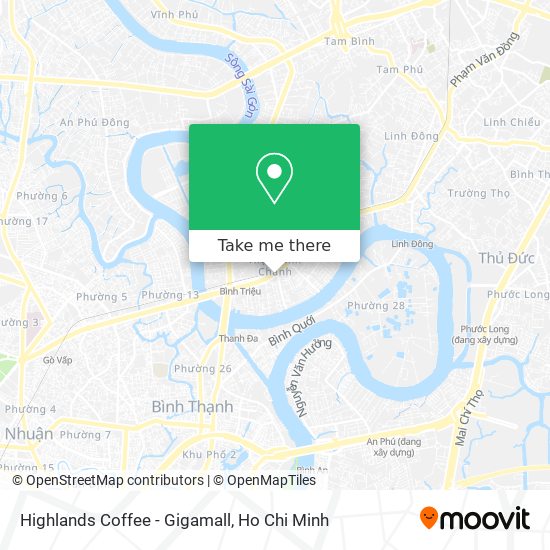 How to get to Highlands Coffee - Gigamall in Thủ Đức by Bus?