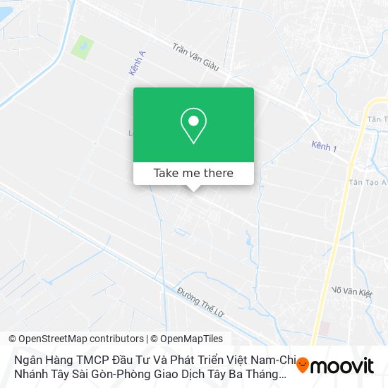 Ngân Hàng TMCP Đầu Tư Và Phát Triển Việt Nam-Chi Nhánh Tây Sài Gòn-Phòng Giao Dịch Tây Ba Tháng Hai map