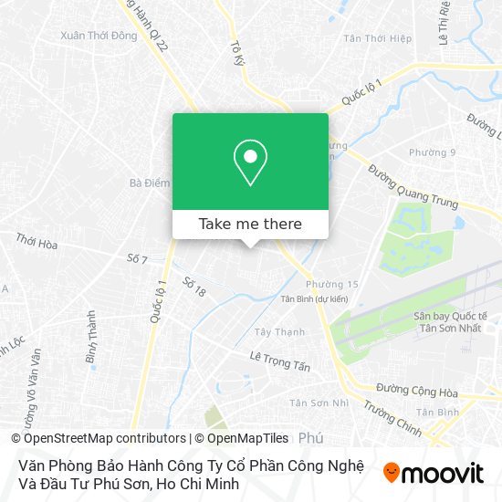 Văn Phòng Bảo Hành Công Ty Cổ Phần Công Nghệ Và Đầu Tư Phú Sơn map