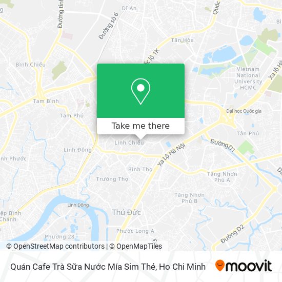 Quán Cafe Trà Sữa Nước Mía Sim Thẻ map