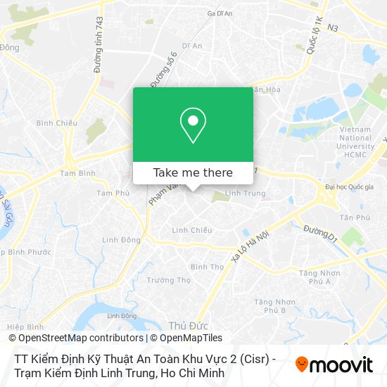 TT Kiểm Định Kỹ Thuật An Toàn Khu Vực 2 (Cisr) - Trạm Kiểm Định Linh Trung map