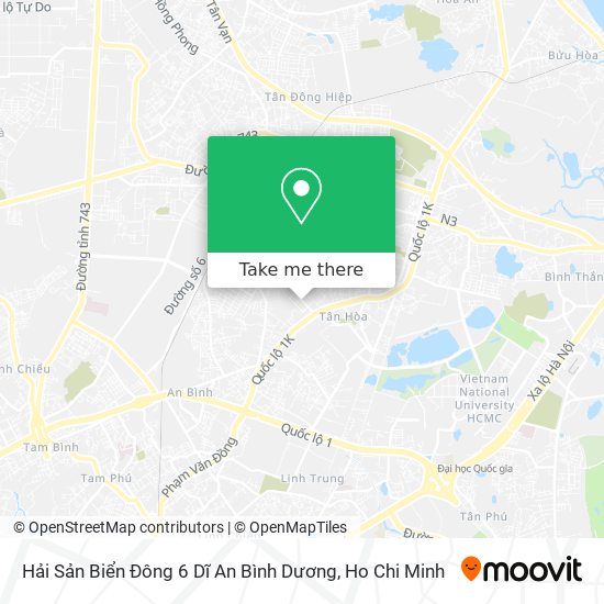 Hải Sản Biển Đông 6 Dĩ An Bình Dương map