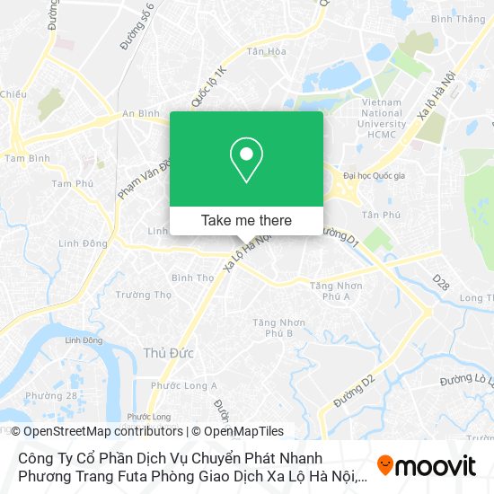 Công Ty Cổ Phần Dịch Vụ Chuyển Phát Nhanh Phương Trang Futa Phòng Giao Dịch Xa Lộ Hà Nội map