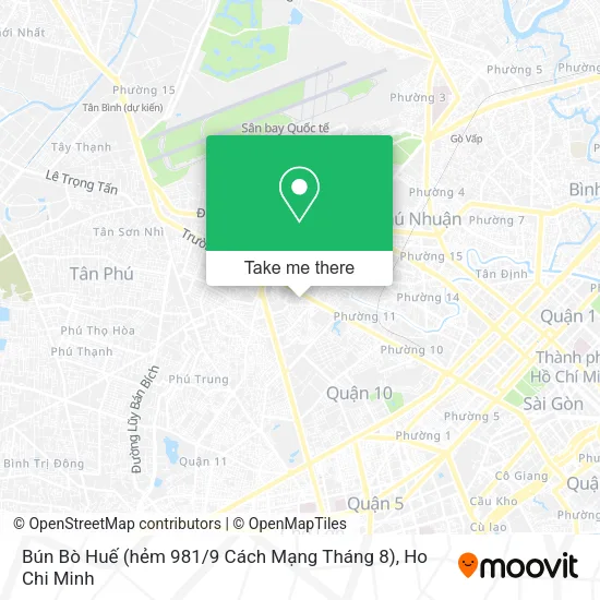 Bún Bò Huế (hẻm 981 / 9 Cách Mạng Tháng 8) map
