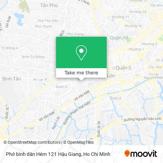 Phở bình dân Hẻm 121 Hậu Giang map