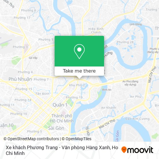Xe khách Phương Trang - Văn phòng Hàng Xanh map