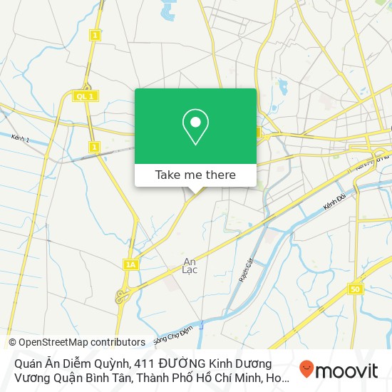 Quán Ăn Diễm Quỳnh, 411 ĐƯỜNG Kinh Dương Vương Quận Bình Tân, Thành Phố Hồ Chí Minh map