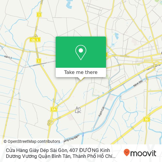 Cửa Hàng Giày Dép Sài Gòn, 407 ĐƯỜNG Kinh Dương Vương Quận Bình Tân, Thành Phố Hồ Chí Minh map