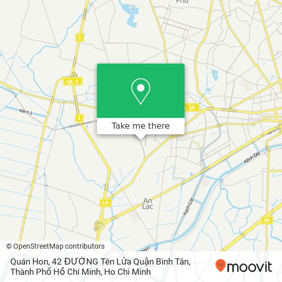 Quán Hon, 42 ĐƯỜNG Tên Lửa Quận Bình Tân, Thành Phố Hồ Chí Minh map