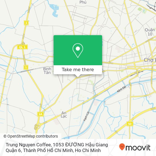Trung Nguyen Coffee, 1053 ĐƯỜNG Hậu Giang Quận 6, Thành Phố Hồ Chí Minh map