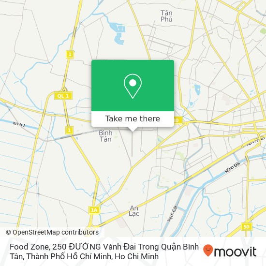 Food Zone, 250 ĐƯỜNG Vành Đai Trong Quận Bình Tân, Thành Phố Hồ Chí Minh map