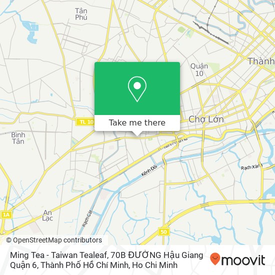 Ming Tea - Taiwan Tealeaf, 70B ĐƯỜNG Hậu Giang Quận 6, Thành Phố Hồ Chí Minh map