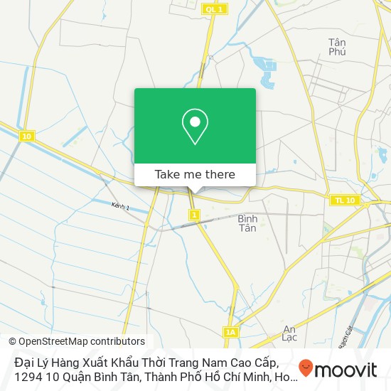 Đại Lý Hàng Xuất Khẩu Thời Trang Nam Cao Cấp, 1294 10 Quận Bình Tân, Thành Phố Hồ Chí Minh map