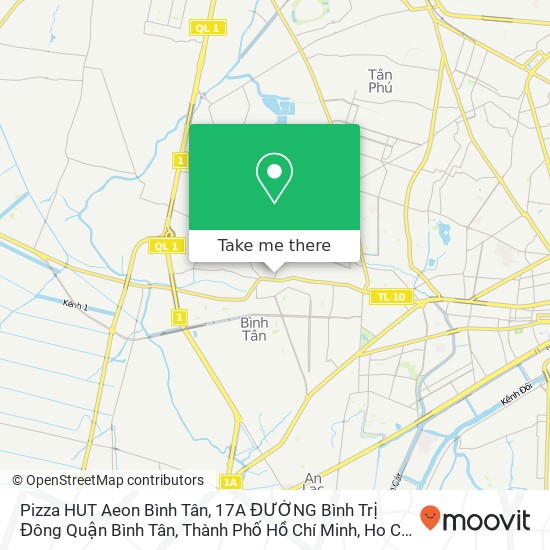 Pizza HUT Aeon Bình Tân, 17A ĐƯỜNG Bình Trị Đông Quận Bình Tân, Thành Phố Hồ Chí Minh map