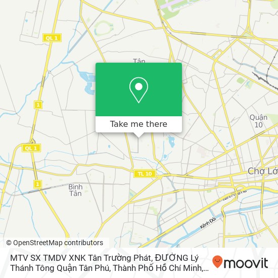 MTV SX TMDV XNK Tân Trường Phát, ĐƯỜNG Lý Thánh Tông Quận Tân Phú, Thành Phố Hồ Chí Minh map