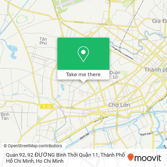 Quán 92, 92 ĐƯỜNG Bình Thới Quận 11, Thành Phố Hồ Chí Minh map