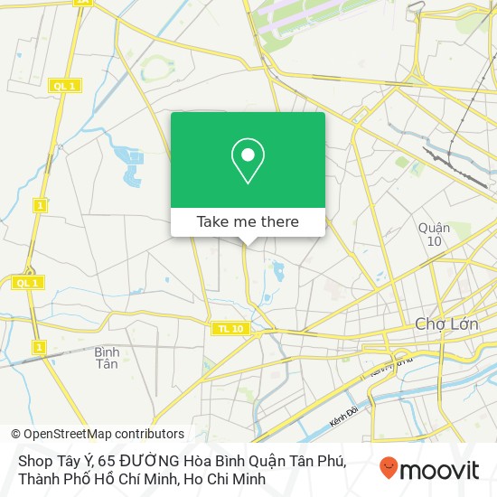 Shop Tây Ý, 65 ĐƯỜNG Hòa Bình Quận Tân Phú, Thành Phố Hồ Chí Minh map