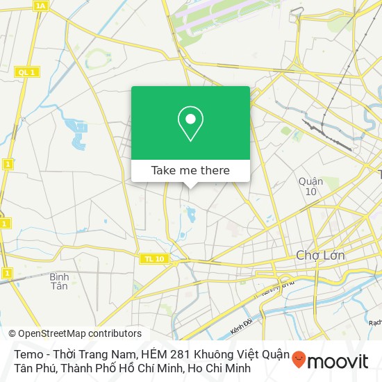Temo - Thời Trang Nam, HẺM 281 Khuông Việt Quận Tân Phú, Thành Phố Hồ Chí Minh map