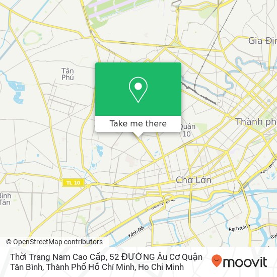 Thời Trang Nam Cao Cấp, 52 ĐƯỜNG Âu Cơ Quận Tân Bình, Thành Phố Hồ Chí Minh map