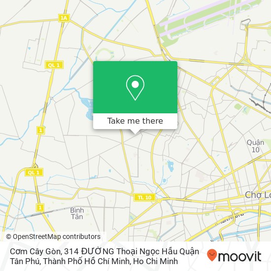 Cơm Cây Gòn, 314 ĐƯỜNG Thoại Ngọc Hầu Quận Tân Phú, Thành Phố Hồ Chí Minh map