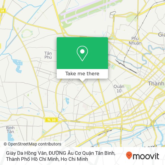 Giày Da Hồng Vân, ĐƯỜNG Âu Cơ Quận Tân Bình, Thành Phố Hồ Chí Minh map