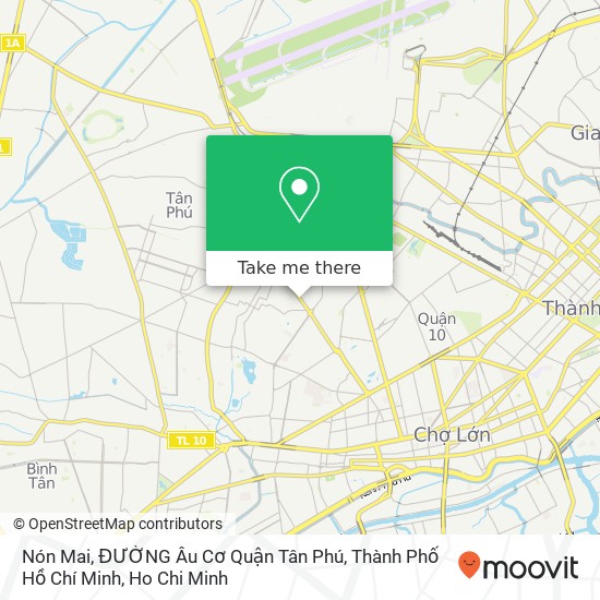 Nón Mai, ĐƯỜNG Âu Cơ Quận Tân Phú, Thành Phố Hồ Chí Minh map