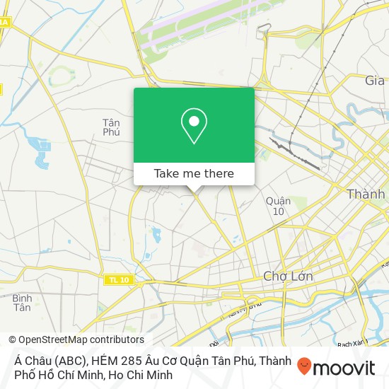 Á Châu (ABC), HẺM 285 Âu Cơ Quận Tân Phú, Thành Phố Hồ Chí Minh map