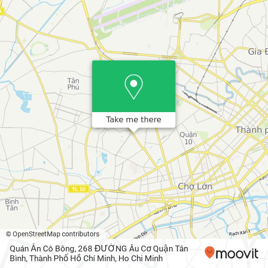 Quán Ăn Cô Bông, 268 ĐƯỜNG Âu Cơ Quận Tân Bình, Thành Phố Hồ Chí Minh map