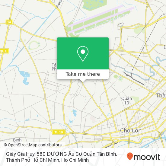 Giày Gia Huy, 580 ĐƯỜNG Âu Cơ Quận Tân Bình, Thành Phố Hồ Chí Minh map