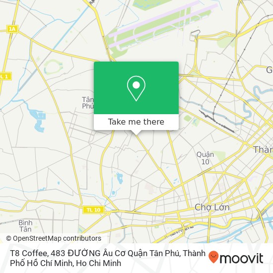 T8 Coffee, 483 ĐƯỜNG Âu Cơ Quận Tân Phú, Thành Phố Hồ Chí Minh map