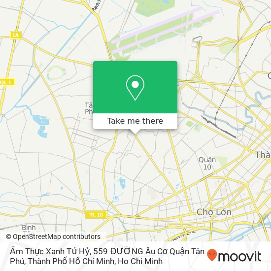 Ẩm Thực Xanh Tứ Hỷ, 559 ĐƯỜNG Âu Cơ Quận Tân Phú, Thành Phố Hồ Chí Minh map