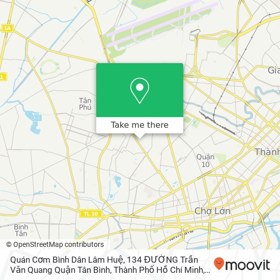 Quán Cơm Bình Dân Lâm Huệ, 134 ĐƯỜNG Trần Văn Quang Quận Tân Bình, Thành Phố Hồ Chí Minh map