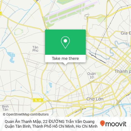 Quán Ăn Thanh Mập, 22 ĐƯỜNG Trần Văn Quang Quận Tân Bình, Thành Phố Hồ Chí Minh map