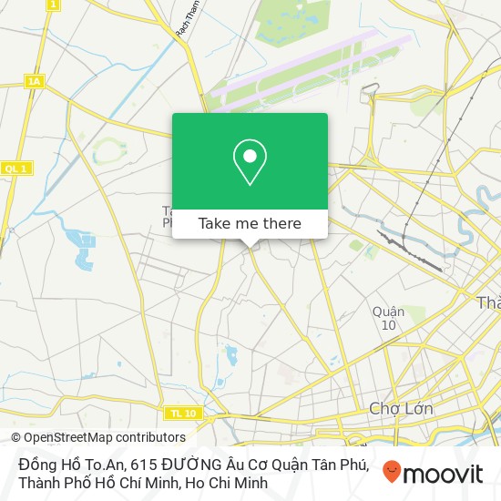 Đồng Hồ To.An, 615 ĐƯỜNG Âu Cơ Quận Tân Phú, Thành Phố Hồ Chí Minh map