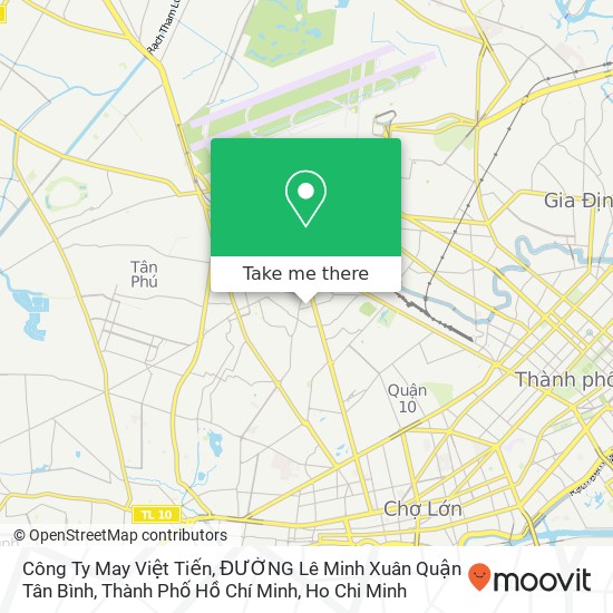 Công Ty May Việt Tiến, ĐƯỜNG Lê Minh Xuân Quận Tân Bình, Thành Phố Hồ Chí Minh map