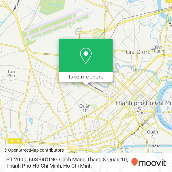 PT 2000, 603 ĐƯỜNG Cách Mạng Tháng 8 Quận 10, Thành Phố Hồ Chí Minh map