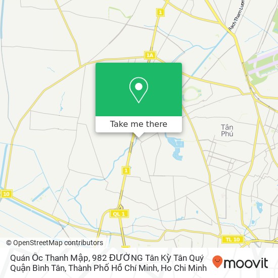 Quán Ốc Thanh Mập, 982 ĐƯỜNG Tân Kỳ Tân Quý Quận Bình Tân, Thành Phố Hồ Chí Minh map