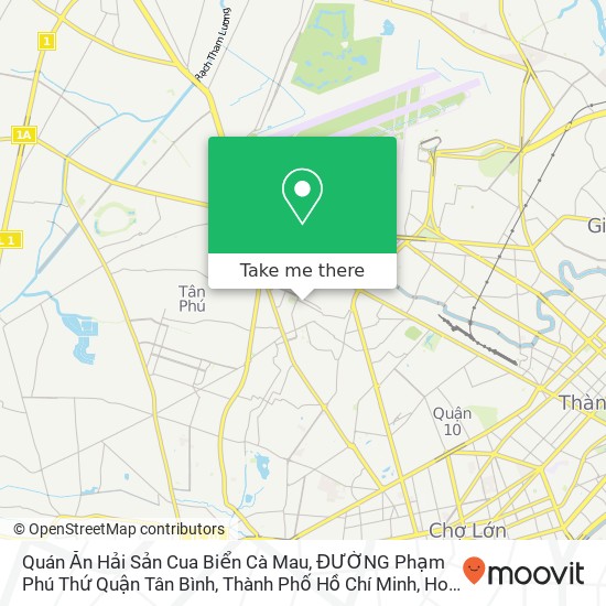 Quán Ăn Hải Sản Cua Biển Cà Mau, ĐƯỜNG Phạm Phú Thứ Quận Tân Bình, Thành Phố Hồ Chí Minh map